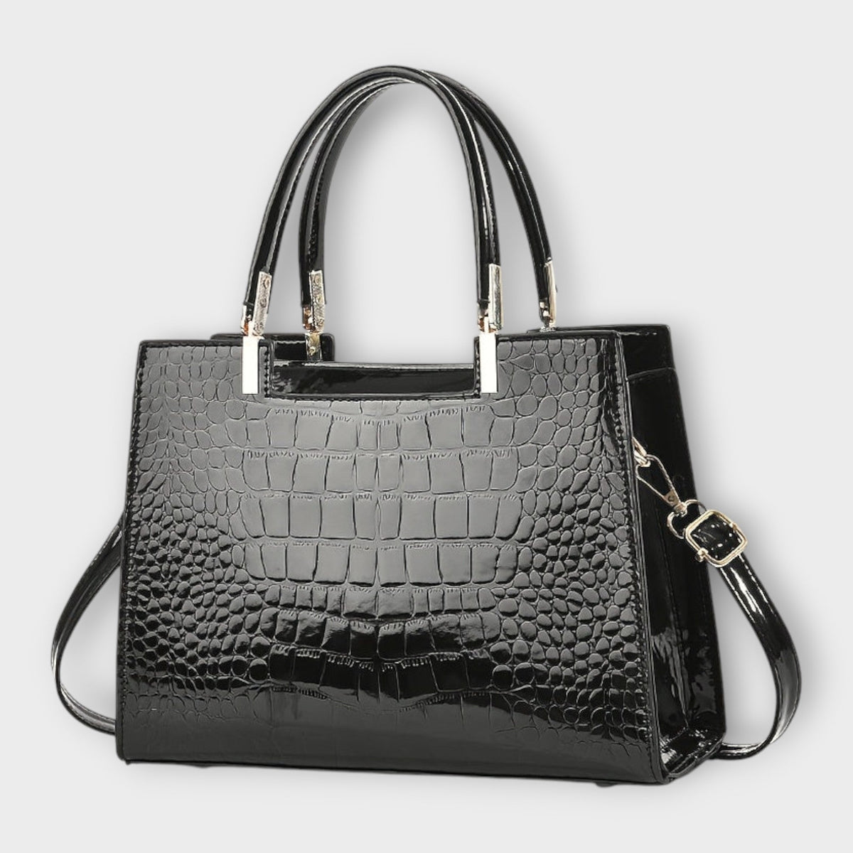 Erain Women's Glossy Crocodile Look Handbag, view 2