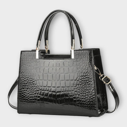 Erain Women's Glossy Crocodile Look Handbag, view 2