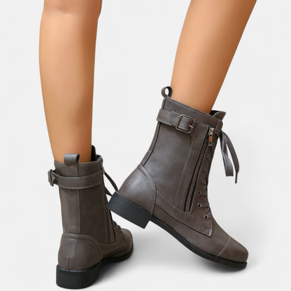 Marisol Women's Leather Look Leather Ankle Boots, view 10