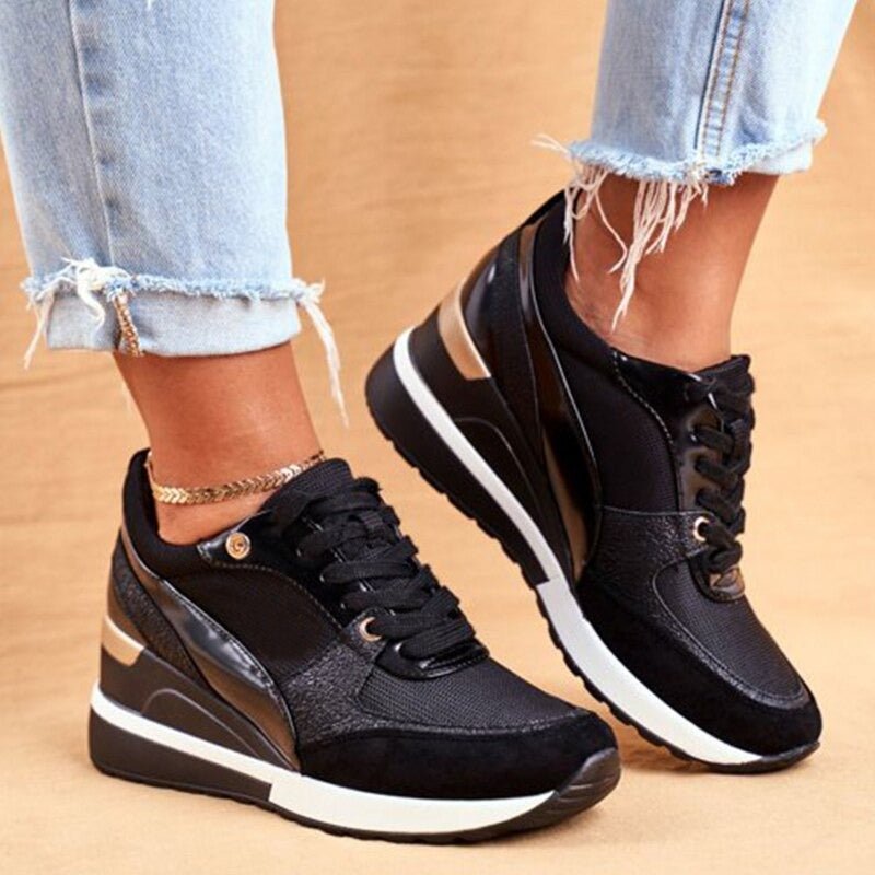 Viola Women's Platform Metallic Detail Trainers, view 4