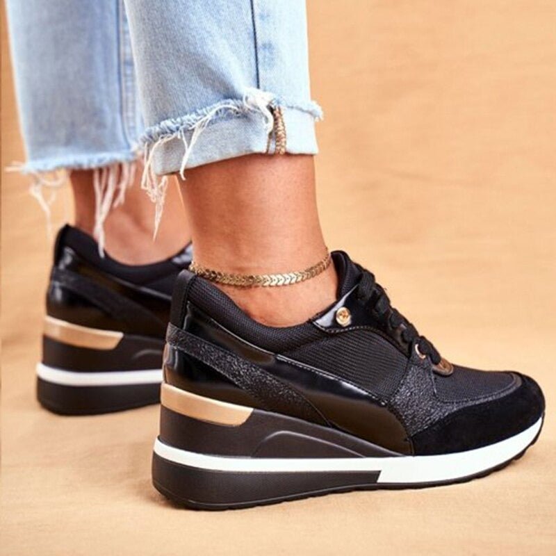 Viola Women's Platform Metallic Detail Trainers, view 5