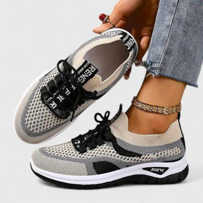 Blythe Women's Knitted Mesh Lace Up Trainers, view 10