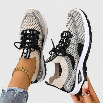 Blythe Women's Knitted Mesh Lace Up Trainers, view 2