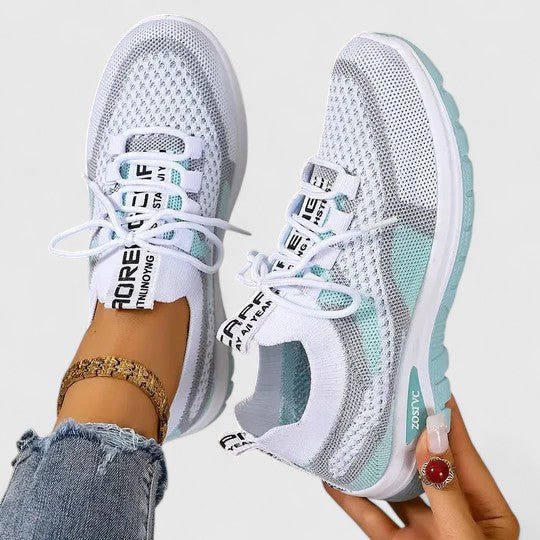 Blythe Women's Knitted Mesh Lace Up Trainers, view 8