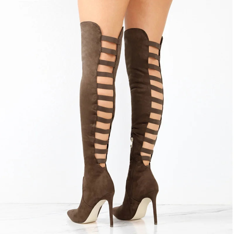 Blythe Women's Thigh High Open Toe Boots, view 2