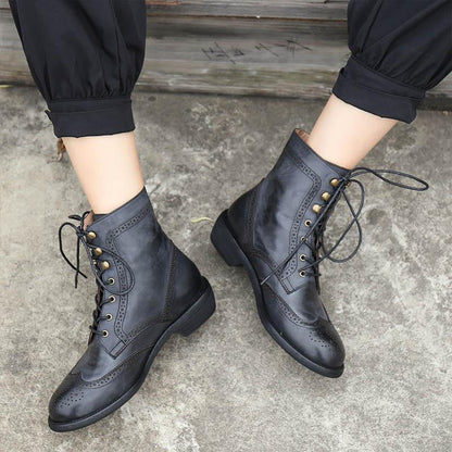 Freya Women's Wingtip Brogue Lace Up Ankle Boots, view 4
