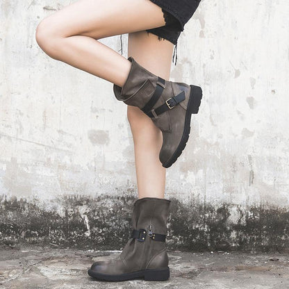 Ivy Women's Buckle Round Toe Mid Calf Boots, view 7