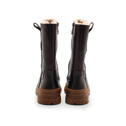 Leah Women's Leather Back Zip Mid Calf Boots, view 10