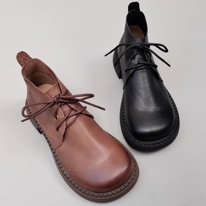Ariel Women's Lace Up Derby Leather Ankle Boots, view 4