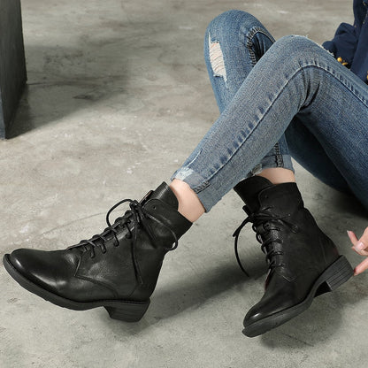 Lorna Women's Chunky Combat Lace Up Ankle Boots, view 7