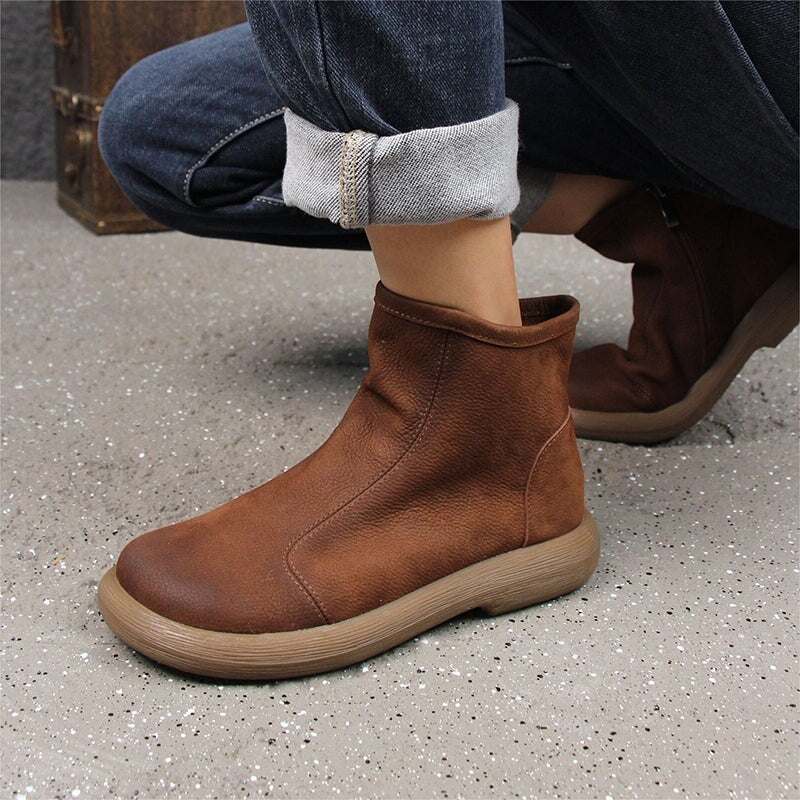 Bonnie Women's Side Zip Round Toe Leather Ankle Boots, view 1