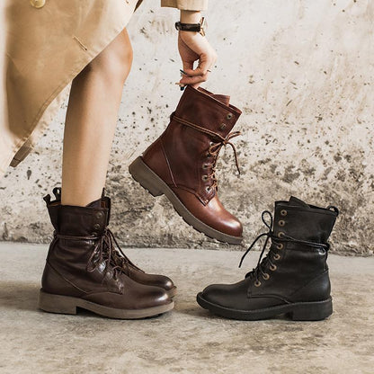 Enid Women's Sheepskin Lace Up Combat Boots, view 3