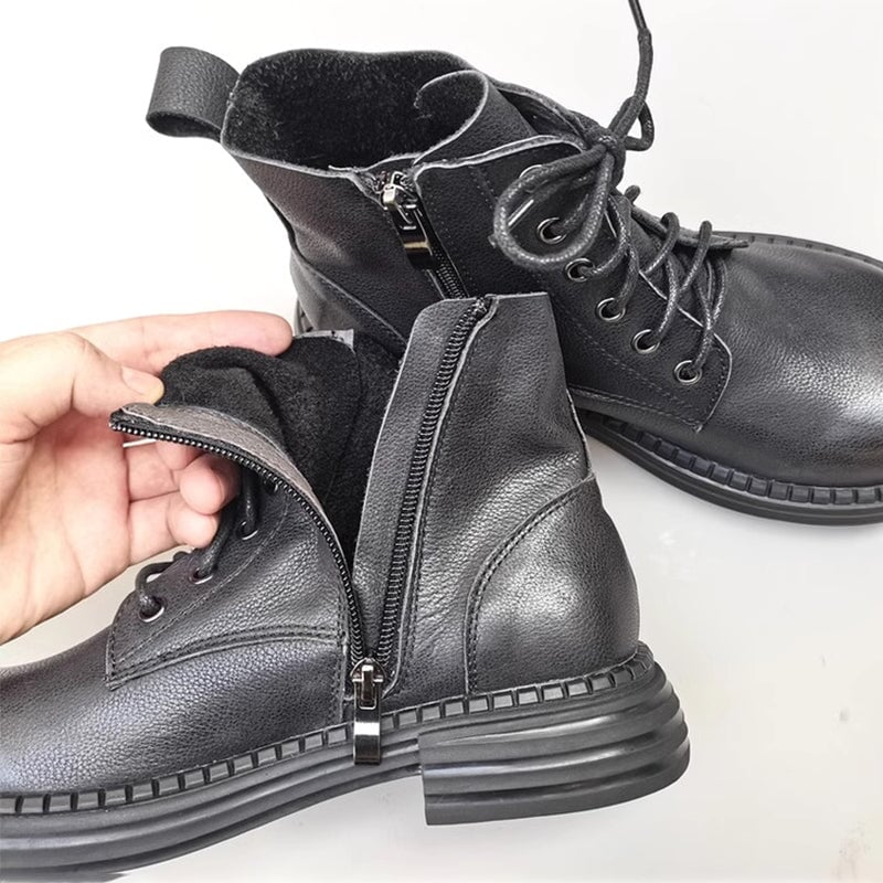 Jess Women's Leather Lace Up Side Zip Ankle Boots, view 7