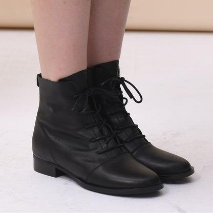 Nell Women's Retro Lace Up Leather Ankle Boots, view 8