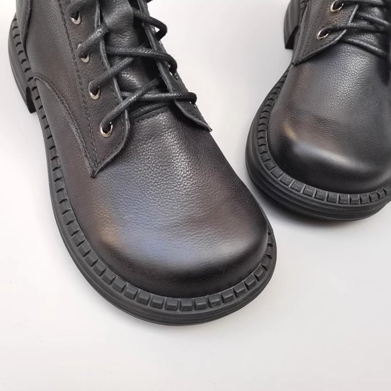 Jess Women's Leather Lace Up Side Zip Ankle Boots, view 5