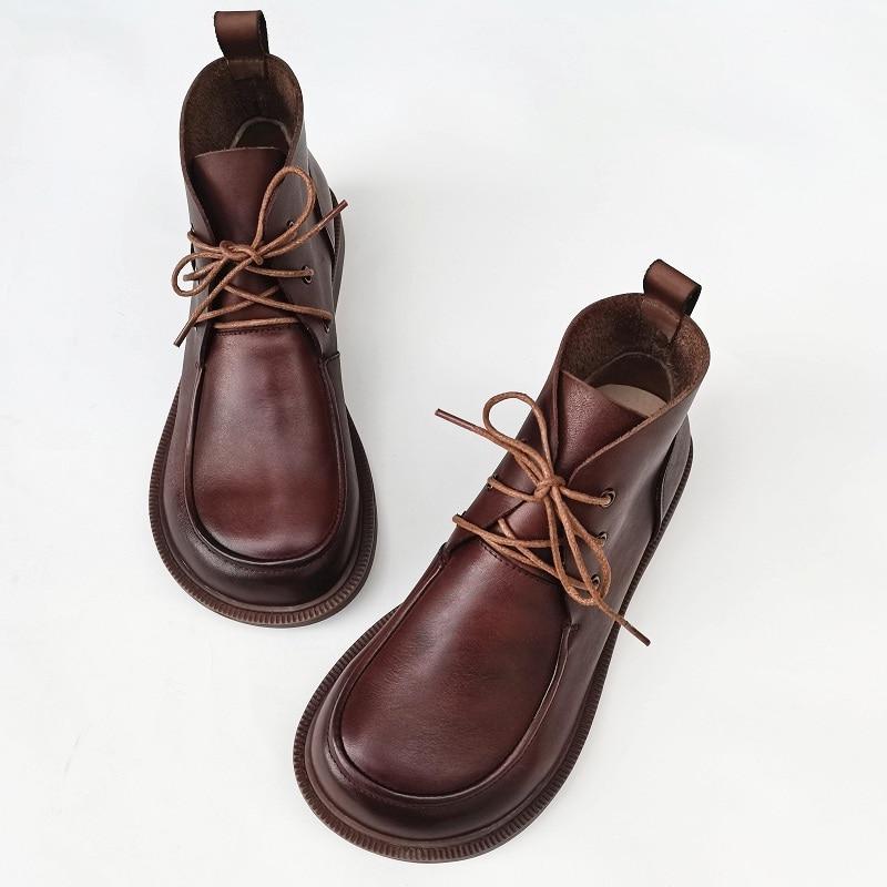 Emmeline Women's Round Toe Lace Up Leather Ankle Boots, view 1