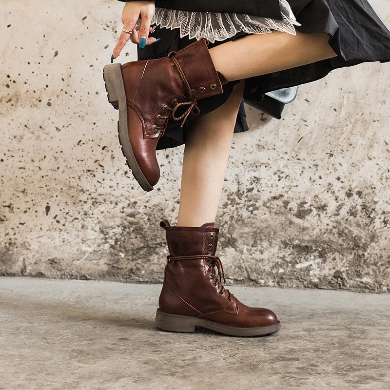 Enid Women's Sheepskin Lace Up Combat Boots, view 8