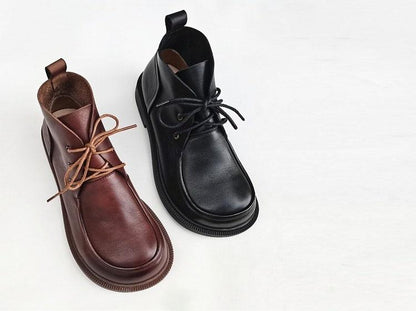 Emmeline Women's Round Toe Lace Up Leather Ankle Boots, view 5
