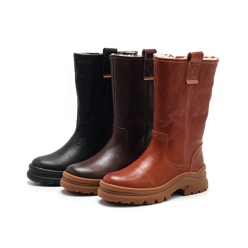 Annie Women's Back Zip Leather Mid Calf Boots, view 6