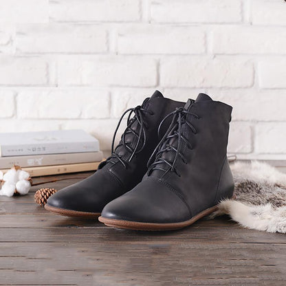 Georgie Women's Lace Up Flat Sole Oxford Ankle Boots, view 12