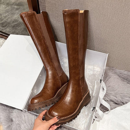 Millie Women's Chunky Round Toe Knee High Boots, view 2