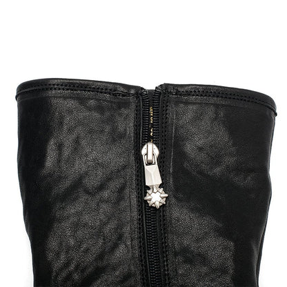 Annie Women's Back Zip Leather Mid Calf Boots, view 9