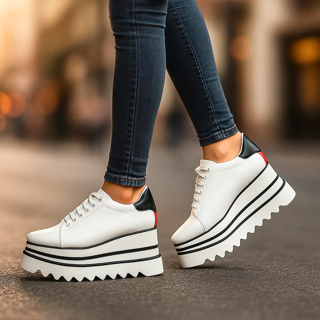 Sylvie Women's Dual Stripe Platform Trainers, view 3