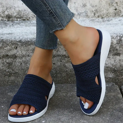 Kitty Women's Textured Strap Slip On Slide Sandals, view 1