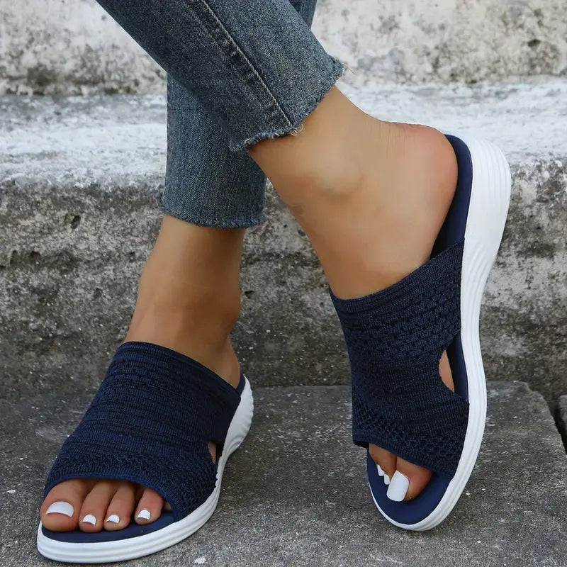 Kitty Women's Textured Strap Slip On Slide Sandals, view 1