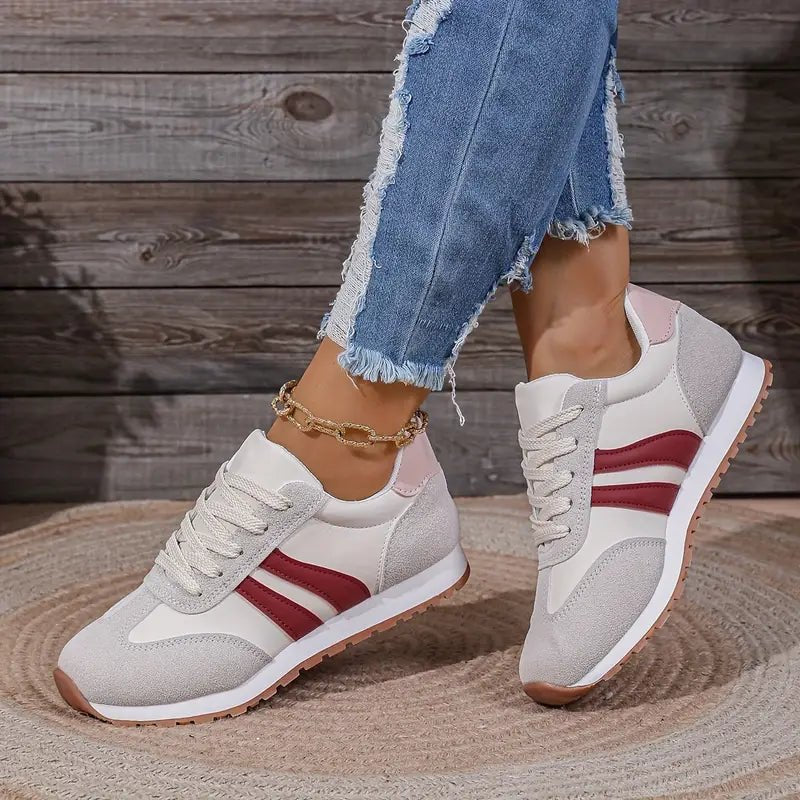 Cleo Women's Colour Block Lace Up Low Top Trainers, view 2