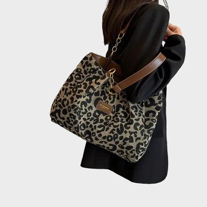 Eleanor Women's Woven Leopard Print Tote Bag, view 1