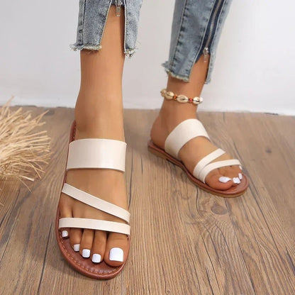 Daisy Women's Leather Cross Strap Slip On Sandals, view 6
