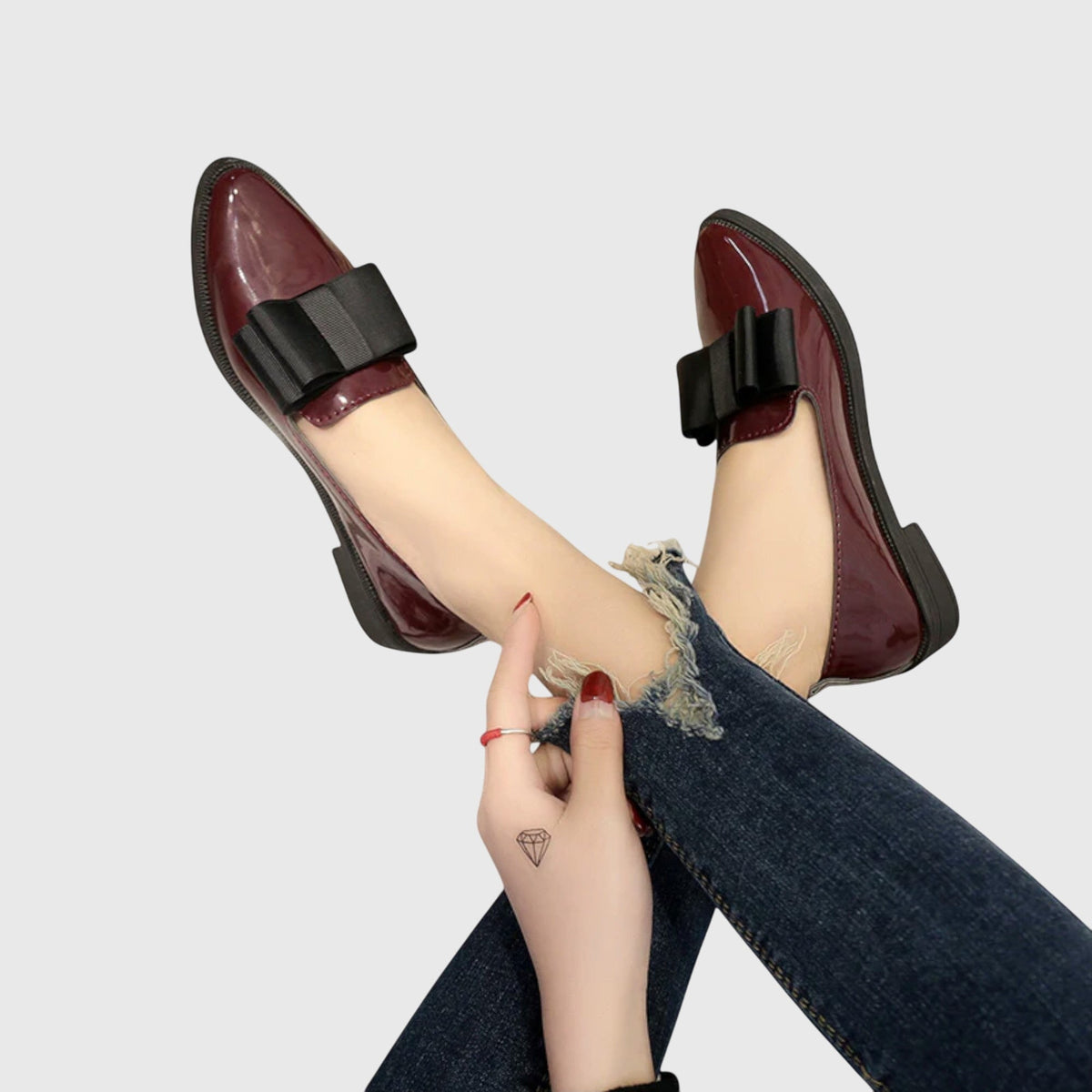Anya Women's Rounded Toe Flat Heel Loafers, view 5