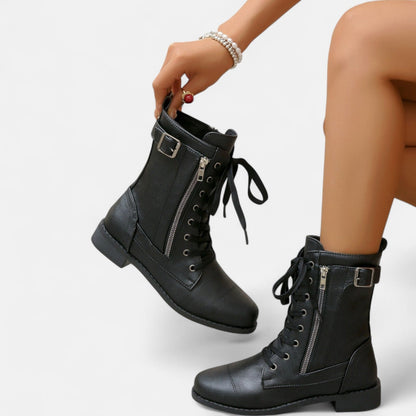 Marisol Women's Leather Look Leather Ankle Boots, view 1