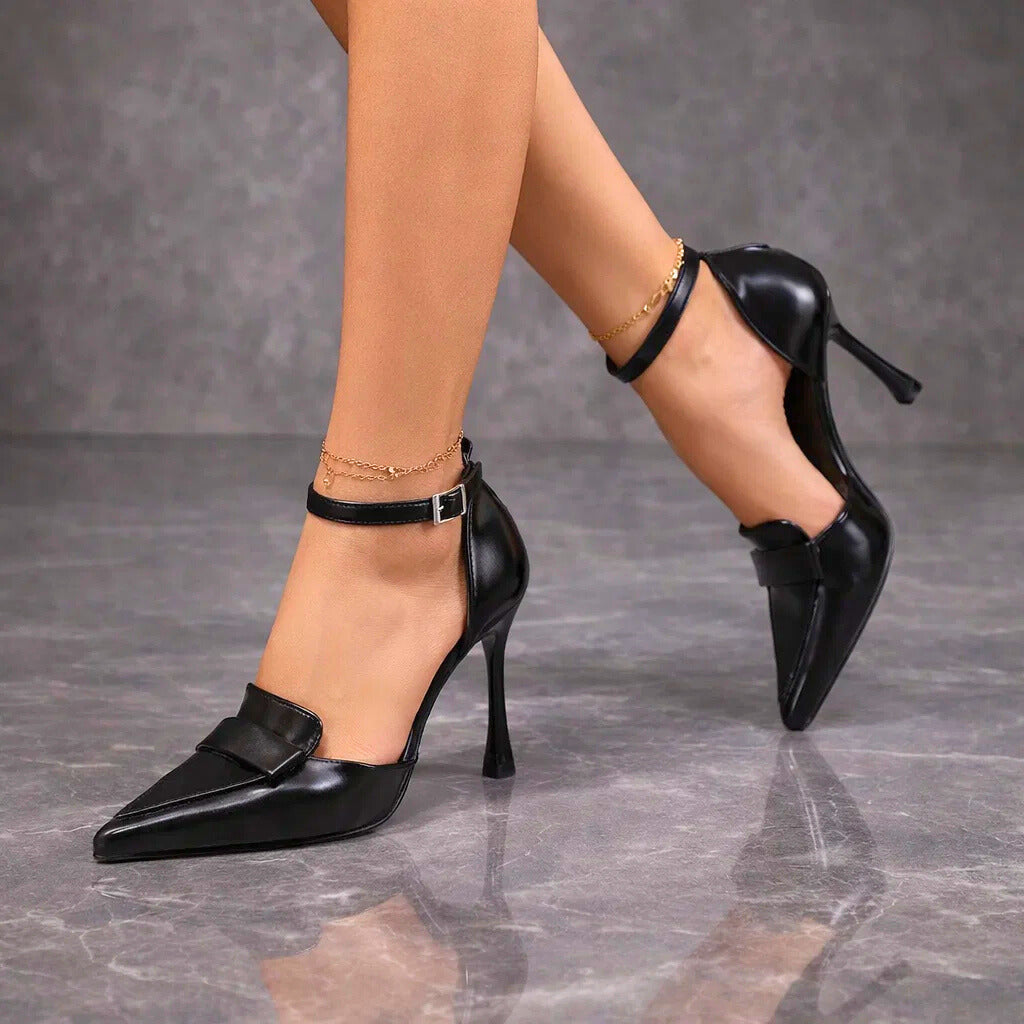 Elowen Women's Pointed Toe Leather Court Shoes, view 4