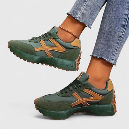 Elspeth Women's Two Tone Lace Up Textile Trainers, view 4