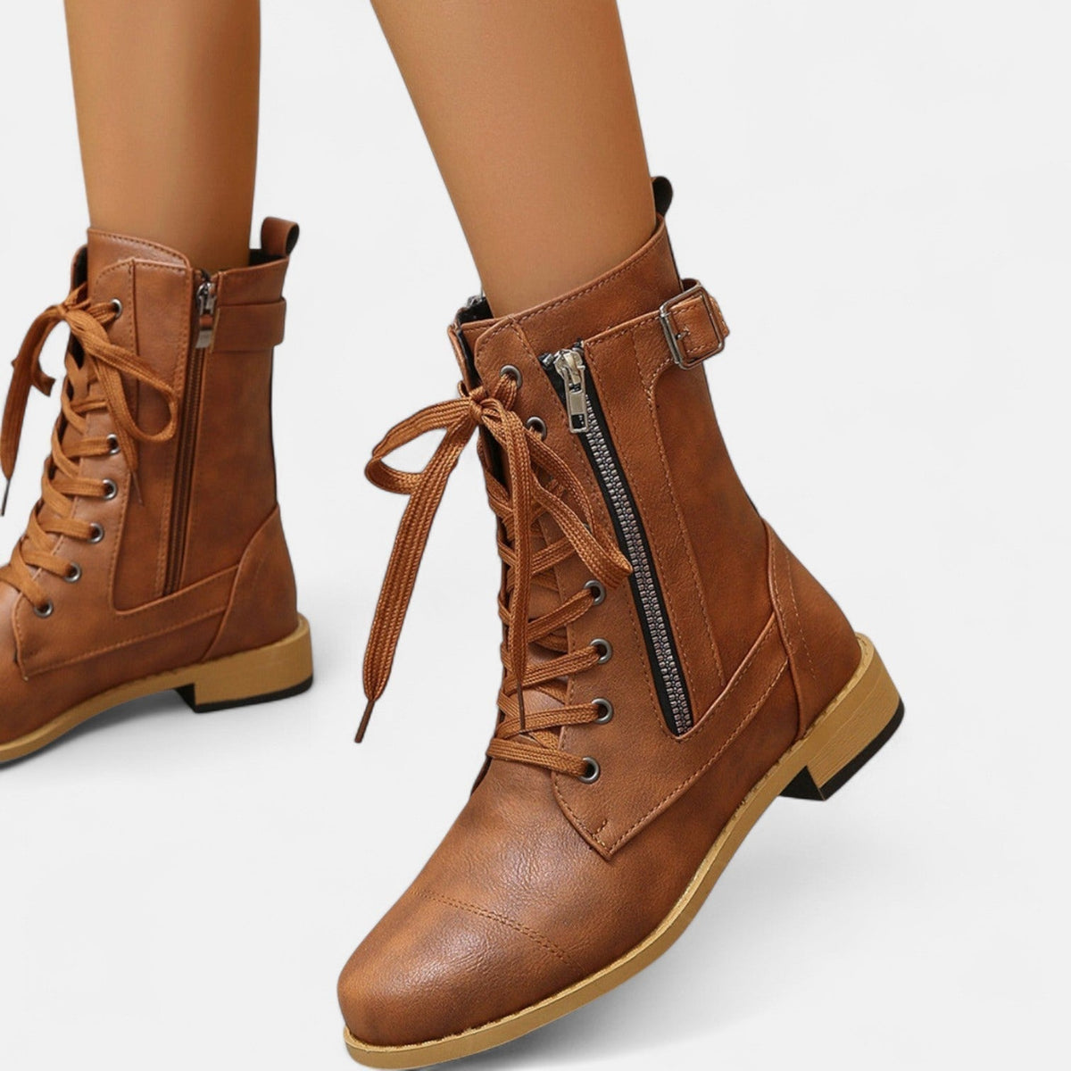 Marisol Women's Leather Look Leather Ankle Boots, view 6