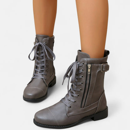 Marisol Women's Leather Look Leather Ankle Boots, view 7