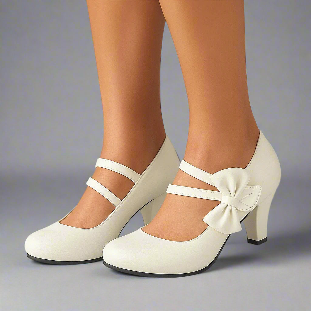 Fiona Women's Bow Block Heel Court Shoes, view 7