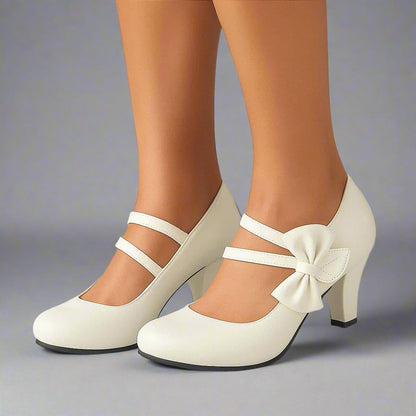 Fiona Women's Bow Block Heel Court Shoes, view 7