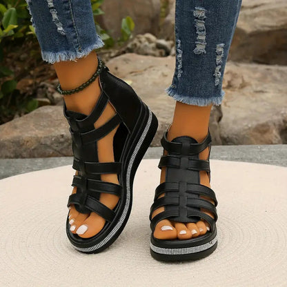 Florrie Women's Rhinestone Wedge Sandals, view 9