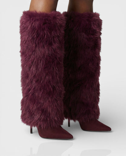 Cosima Women's Faux Fur Stiletto Heel Knee High Boots, view 1