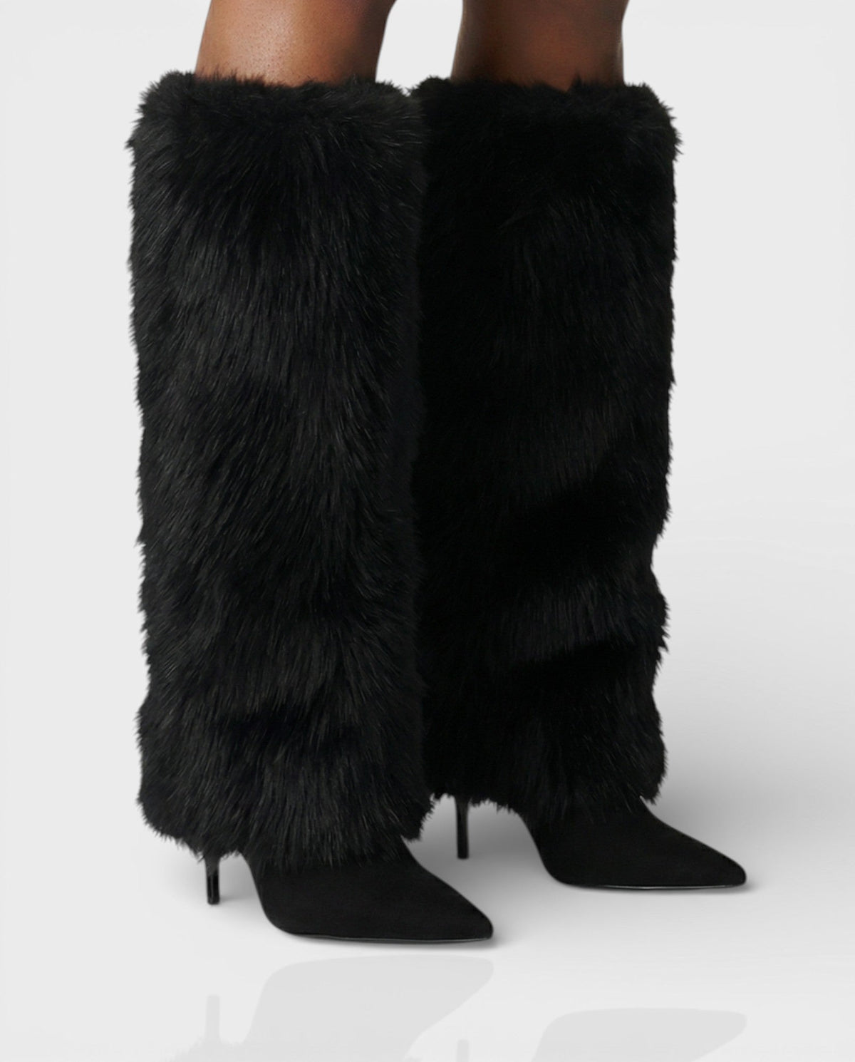 Cosima Women's Faux Fur Stiletto Heel Knee High Boots, view 5
