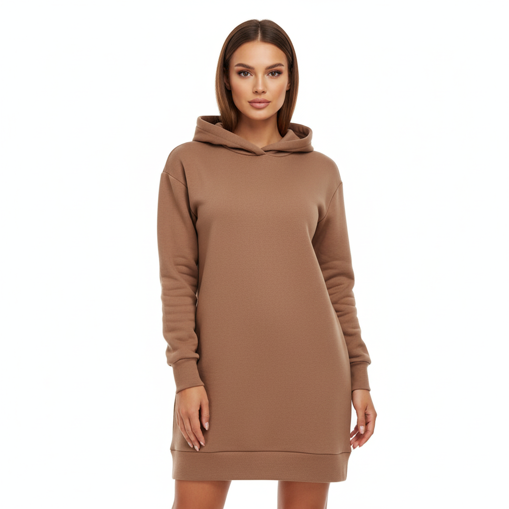 Women's Hoodie Dress with Cotton Blend and Pockets