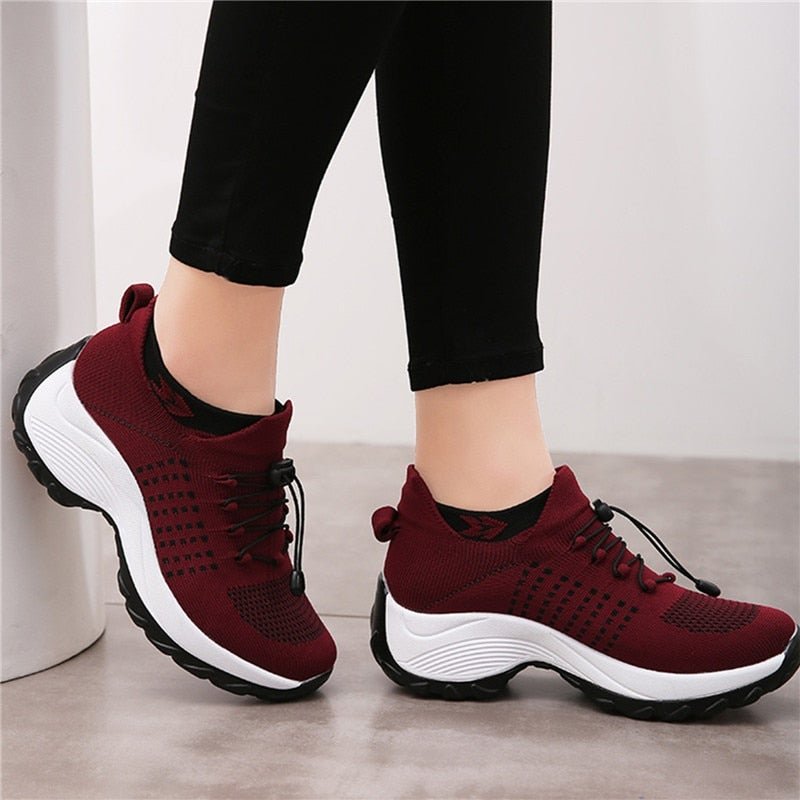 Imogen Women's Knitted Lace Up Platform Trainers, view 1