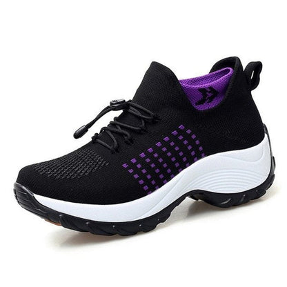 Imogen Women's Knitted Lace Up Platform Trainers, view 2