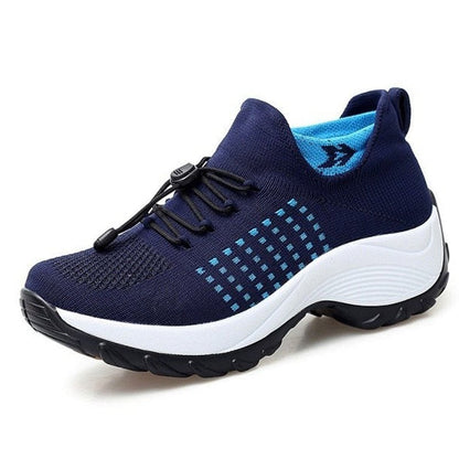 Imogen Women's Knitted Lace Up Platform Trainers, view 4