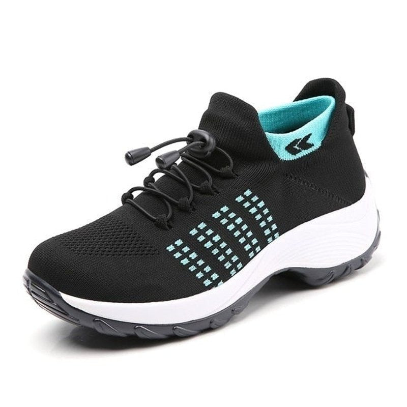 Imogen Women's Knitted Lace Up Platform Trainers, view 5