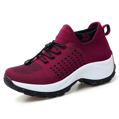 Imogen Women's Knitted Lace Up Platform Trainers, view 6