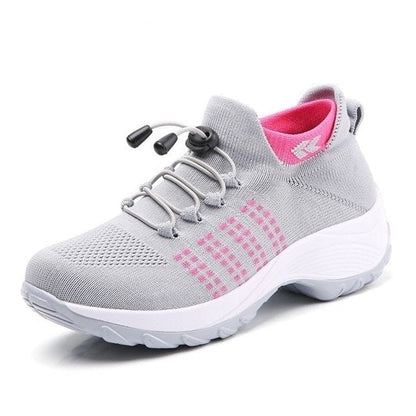 Imogen Women's Knitted Lace Up Platform Trainers, view 8